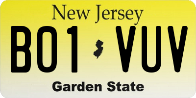 NJ license plate B01VUV