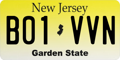 NJ license plate B01VVN
