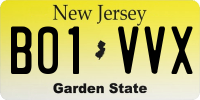 NJ license plate B01VVX