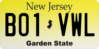 NJ license plate B01VWL