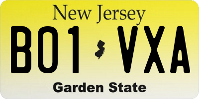 NJ license plate B01VXA