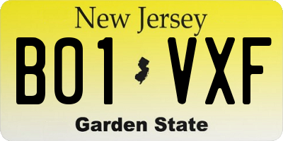 NJ license plate B01VXF