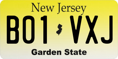 NJ license plate B01VXJ