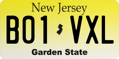 NJ license plate B01VXL