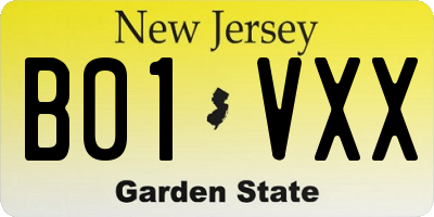 NJ license plate B01VXX