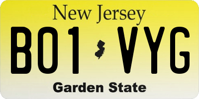 NJ license plate B01VYG