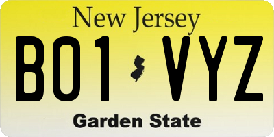 NJ license plate B01VYZ