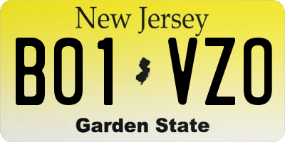 NJ license plate B01VZO