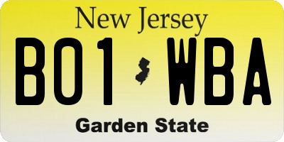 NJ license plate B01WBA
