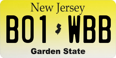 NJ license plate B01WBB