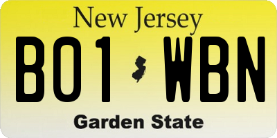 NJ license plate B01WBN
