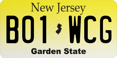 NJ license plate B01WCG