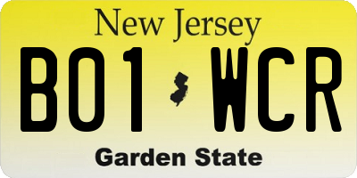 NJ license plate B01WCR