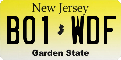NJ license plate B01WDF