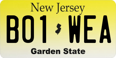 NJ license plate B01WEA
