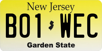 NJ license plate B01WEC