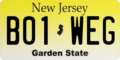 NJ license plate B01WEG