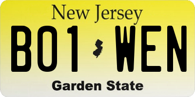 NJ license plate B01WEN
