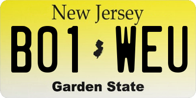 NJ license plate B01WEU