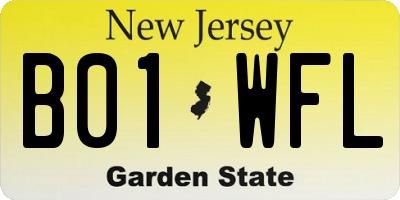 NJ license plate B01WFL