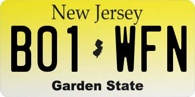 NJ license plate B01WFN