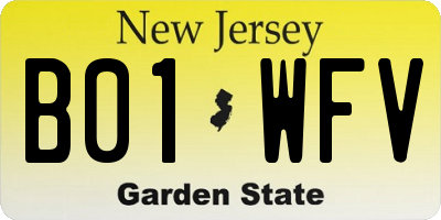 NJ license plate B01WFV