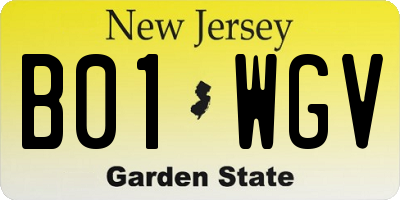 NJ license plate B01WGV