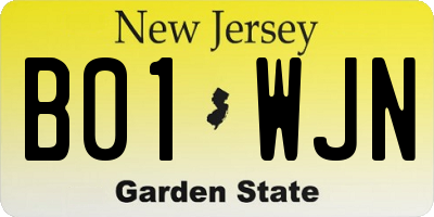 NJ license plate B01WJN