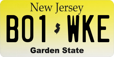 NJ license plate B01WKE