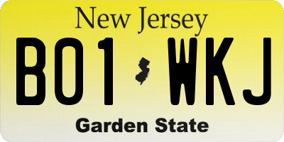 NJ license plate B01WKJ