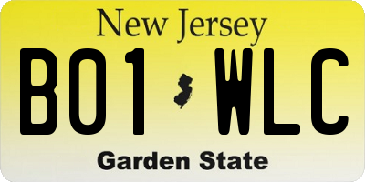 NJ license plate B01WLC