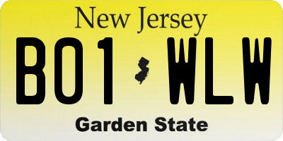 NJ license plate B01WLW