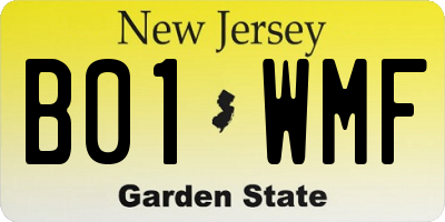 NJ license plate B01WMF