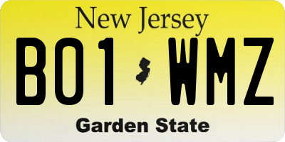 NJ license plate B01WMZ