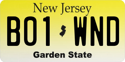 NJ license plate B01WND