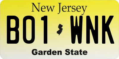 NJ license plate B01WNK