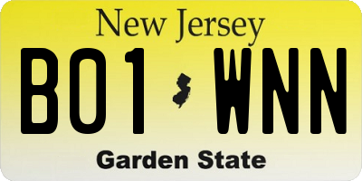 NJ license plate B01WNN