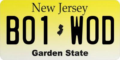 NJ license plate B01WOD