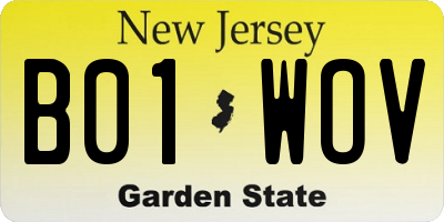 NJ license plate B01WOV