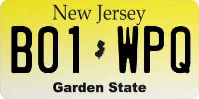 NJ license plate B01WPQ