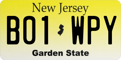 NJ license plate B01WPY
