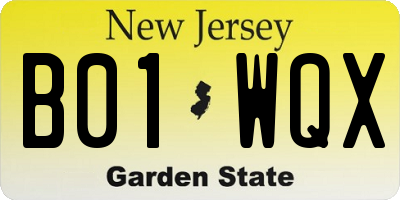 NJ license plate B01WQX