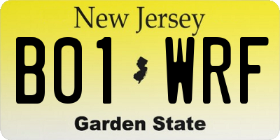 NJ license plate B01WRF