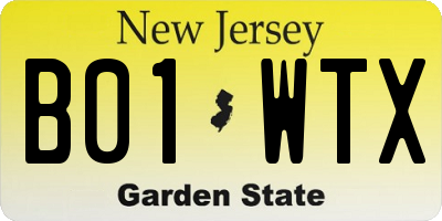 NJ license plate B01WTX
