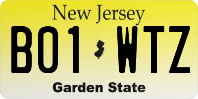 NJ license plate B01WTZ
