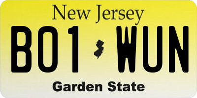 NJ license plate B01WUN