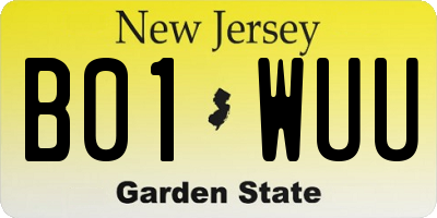 NJ license plate B01WUU