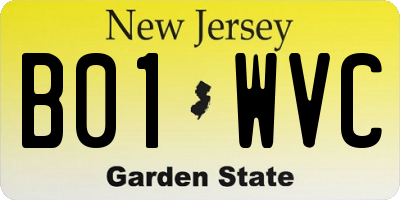 NJ license plate B01WVC