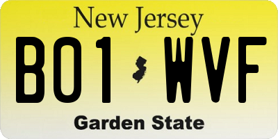 NJ license plate B01WVF