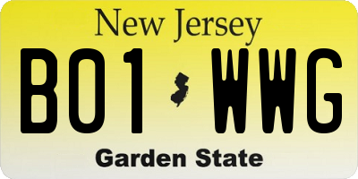 NJ license plate B01WWG
